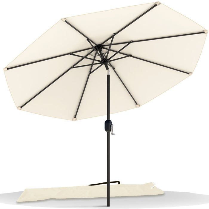 Ombrellone inclinabile VOUNOT® Ø 2,7 x H 2,4 m Beige - Tessuto resistente ai raggi UV e impermeabile - Copertura protettiva