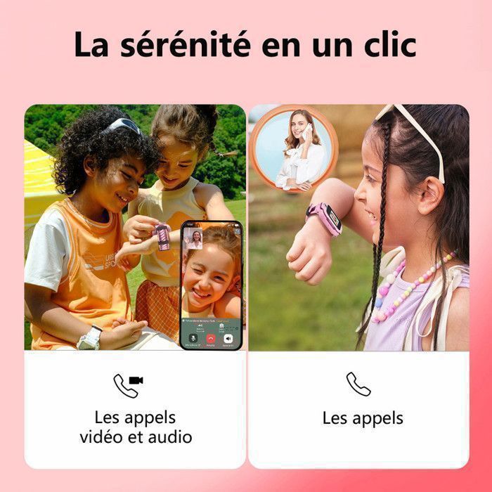 Montre Connectée Enfant 4G GPS - imoo Z3 - Appel Vidéo - Téléphone SMS - Caméra HD - IP68 Étanche - Podomètre - Cadeau Fille - Rose