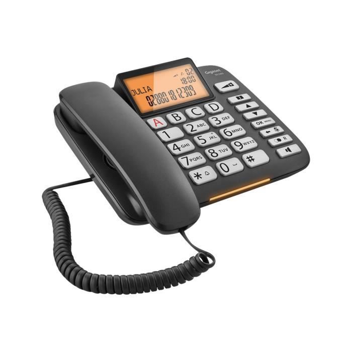 Teléfono fijo Gigaset DL580 con identificador de llamadas, negro - Manos libres y reloj integrado