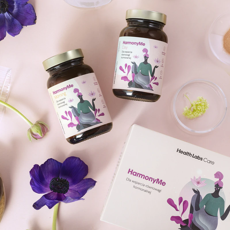 Kit de suplementos alimentares Health Labs Care HarmonyMe para uma atividade hormonal saudável.