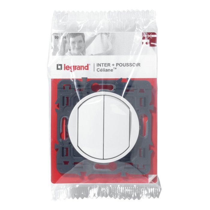 Céliane 6A push button/two-way switch - LEGRAND - White - Plastic/Metal - Indoor