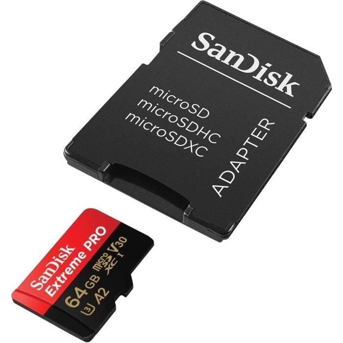 Tarjeta MicroSDXC Extreme Pro de 64 GB + Adaptador SD + RescuePro Deluxe, hasta 200 MB/s, con rendimiento de aplicaciones A2, UHS-I, Clase [u290]