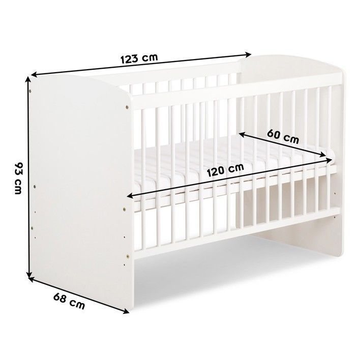 KAROLINA II Baby Cot with Bars 120x60 White