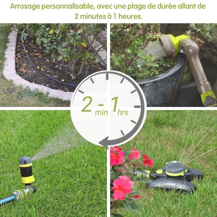 Programmateur d'arrosage automatique - 1 voie pour nez de robinet - Réglage mécanique intuitif