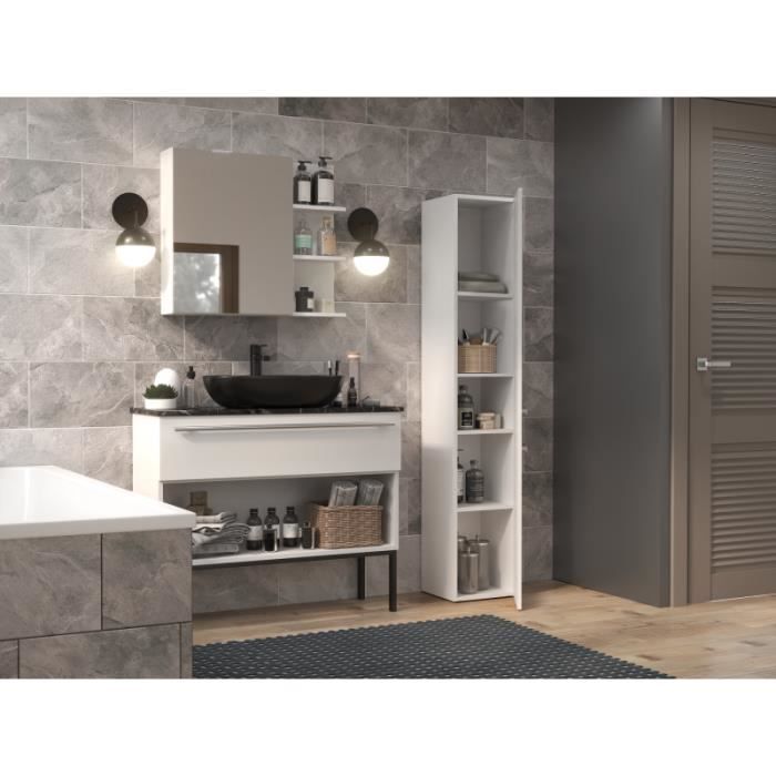 KOMMA - Armario de baño de 2 puertas - 31x30x174cm - Columna de almacenamiento para baño