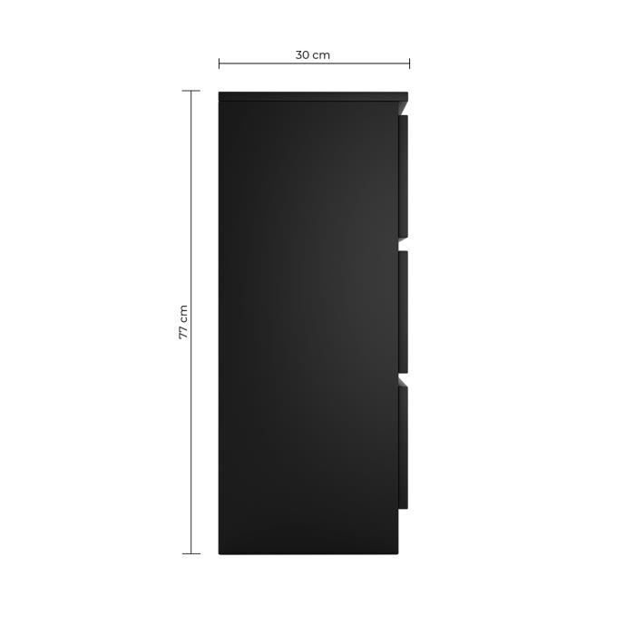 Commode - MILAN - 120x30x77cm - 6 tiroirs - Bois - Noir