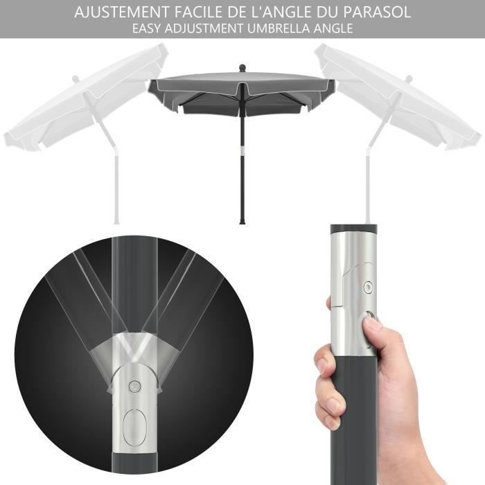 VOUNOT® Ombrellone rettangolare inclinabile 200x125 cm grigio - Altezza e angolazione regolabili - Copertura protettiva
