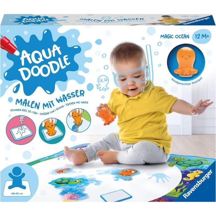 Aquadoodle Magic Ocean Kit de tampons avec Tapis en Tissu Magique
