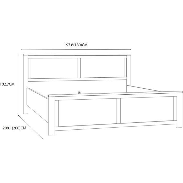 Cama de matrimonio para adultos - BOHOL - 180 x 200 cm - Acabado roble/blanco