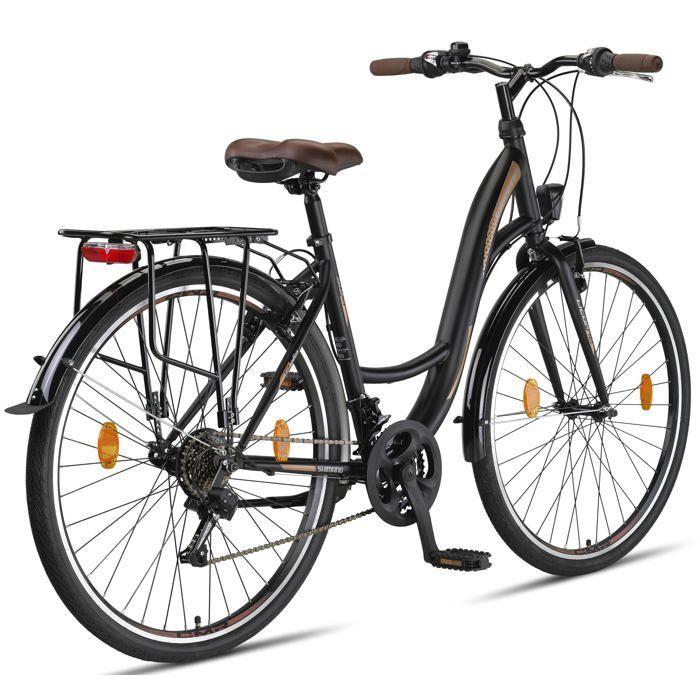 Licorne Bike Stella Premium City Bike 24,26 et 28 pouces – Vélo hollandais, Garçon [Noir, 28]