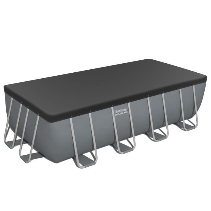 Kit Piscine hors sol tubulaire BESTWAY - Steel Pro Max™ - 488 x 244 x 122 cm - Rectangulaire (Filtre à cartouche, bâche, échelle)