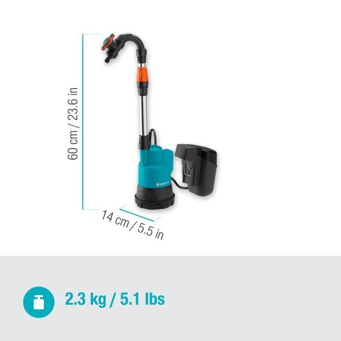 GARDENA 2000/2 18V P4A regenwateropvangpomp (batterij niet inbegrepen)