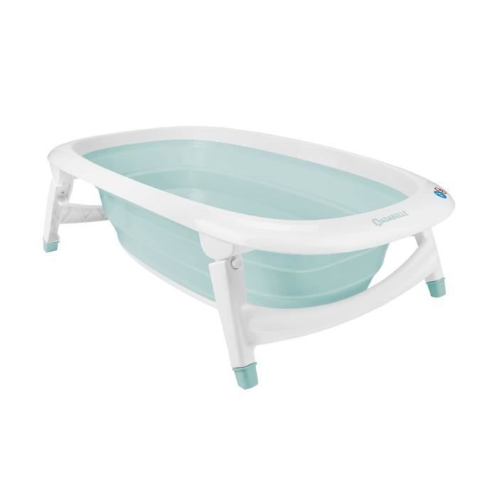 Bañera plegable BADABULLE, 35 L, súper compacta, tapón de drenaje con indicador de temperatura, diseño divertido.