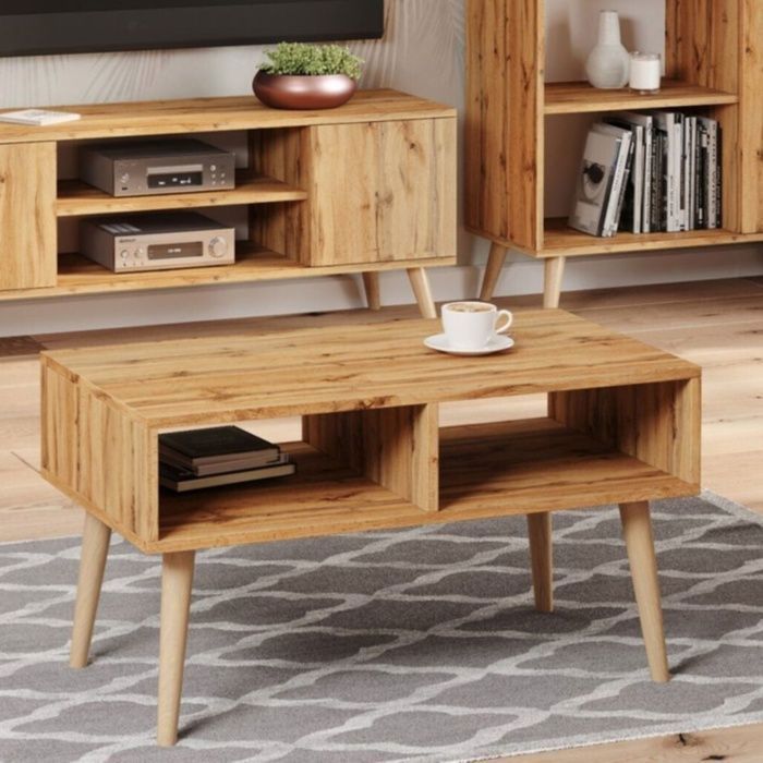 Mesa de centro escandinava en roble Wotan con patas de madera – 90 x 50 x 55 cm – SANDI