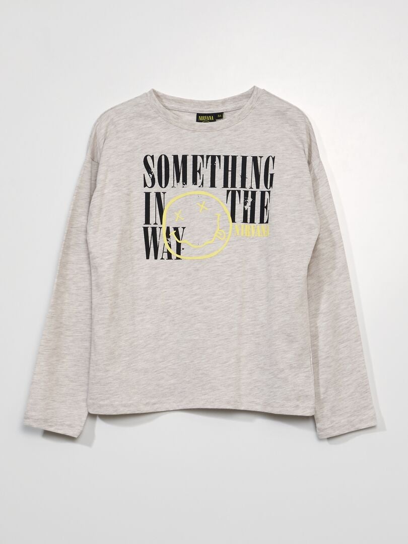 'Nirvana' T-shirt met lange mouwen - BEIGE