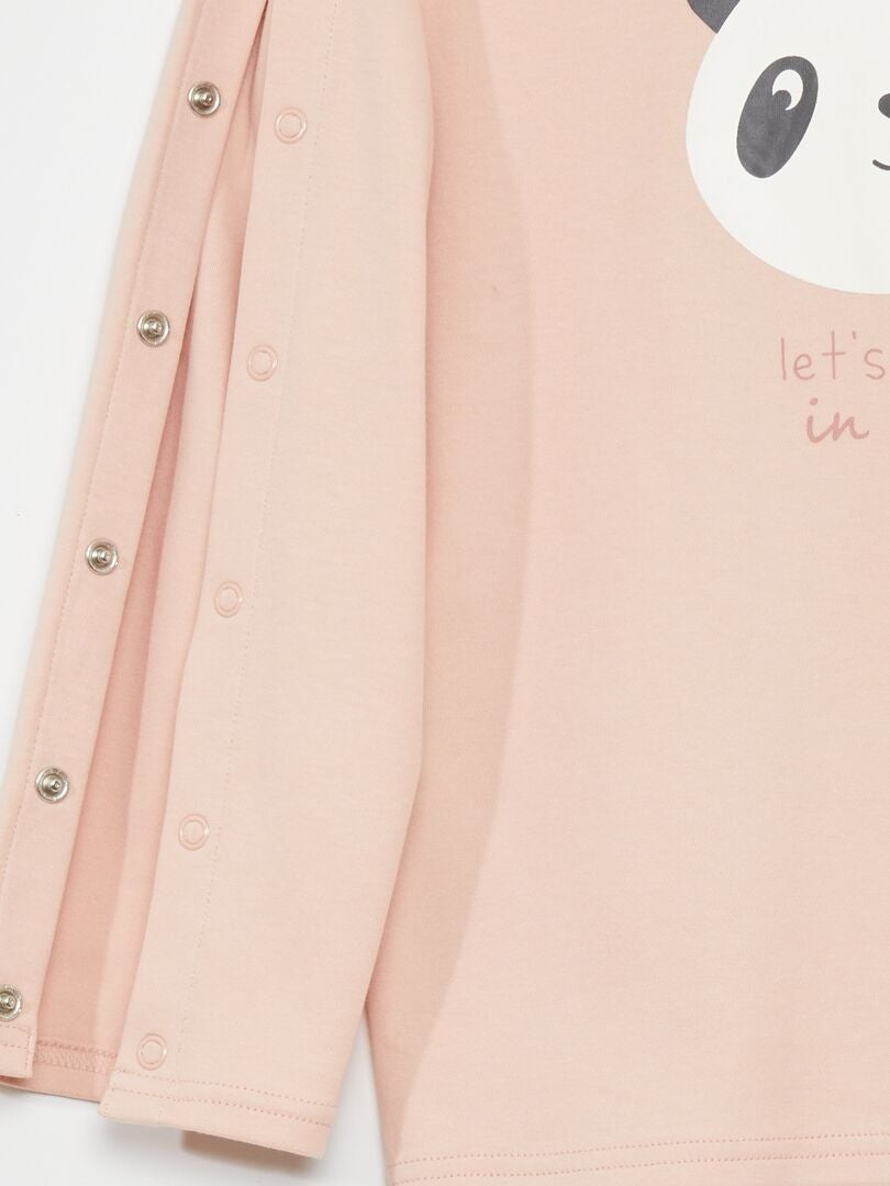 Camiseta de manga comprida com botões de pressão - Super fácil - ROSA