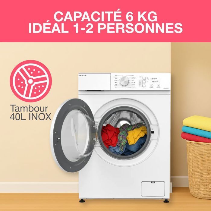 Lavadora frontal OCEANIC OCEALL610WA - 6 kg - Inducción - 60 cm - 1000 rpm - Blanca
