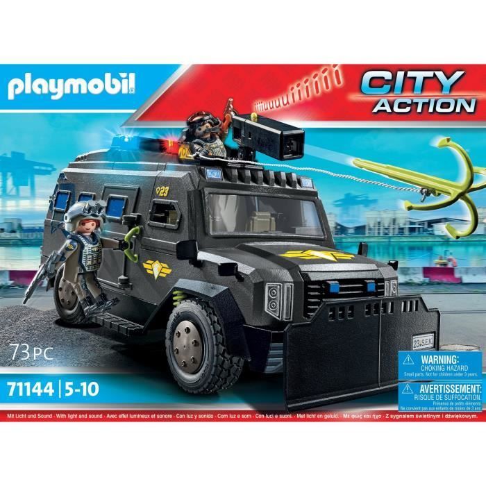 PLAYMOBIL 71144 Véhicule d'intervention des forces spéciales, Les policiers, City Action, Unité d'élite, 73 pièces, Dès 5 ans