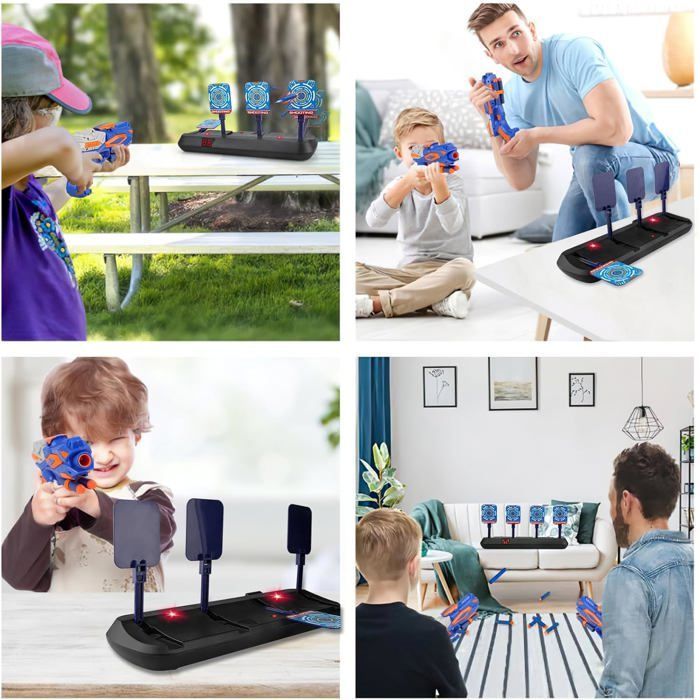 Cible de Tir pour Nerf avec Pistolet Jouet,Cible Electrique Automatique avec 20 Flechette Jeux Enfant Garçon Fille 3 4 5 6 7 8 9