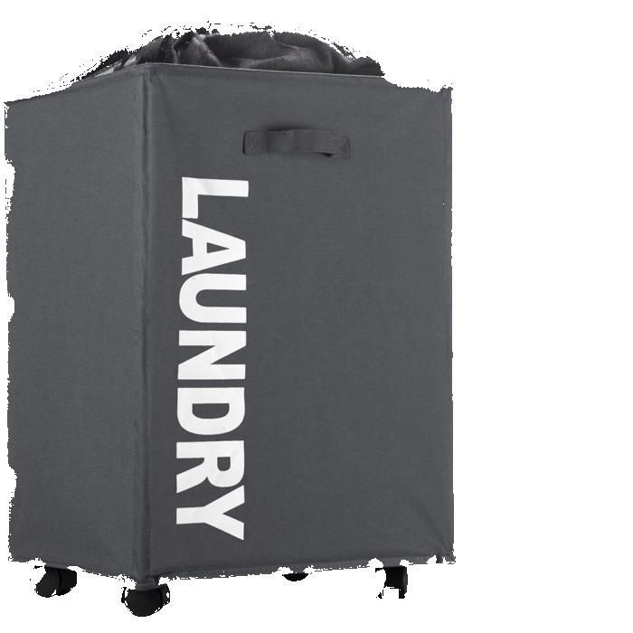 Paniers à linge - PROMO LINGE - Polyester - 42 x 33 x 55 cm - Gris