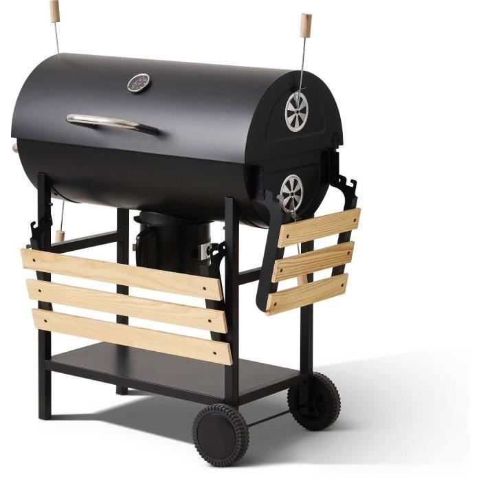 COOKING BOX Barbecue à charbon MIKE EVOLUTION - 115x66x106 cm - 2 grilles acier chromé - Surface de cuisson : 71x35 cm - Noir