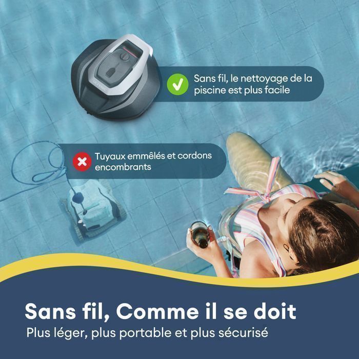 Robot Piscine - ULTENIC - Pooleco 10 - Autonomie 90 Min - Double Moteur - Navigation Intelligente