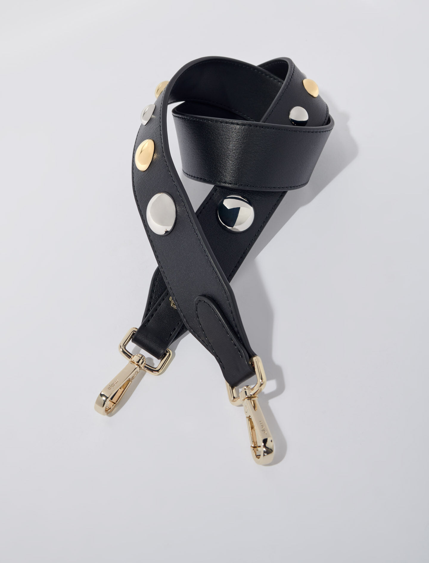 Leren schoudertas met studs - Zwart