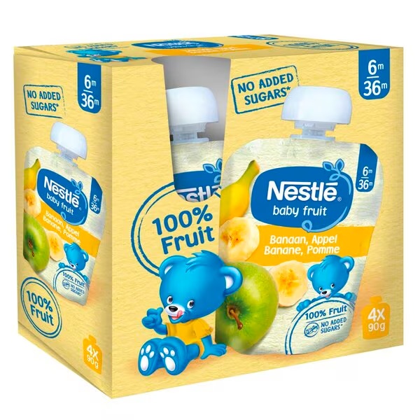 Nestlé vrečke za stiskanje jabolk in banan 6+M<br>4 kosi