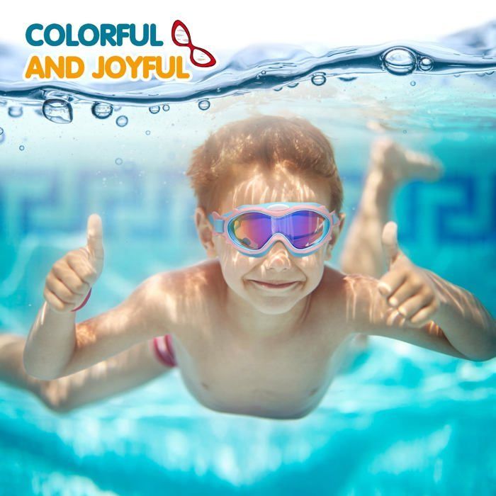 Lunettes de Natation pour Enfants Anti-buée Lunettes de Piscine en Silicone pour Garçons Filles de 4 à 16 Ans
