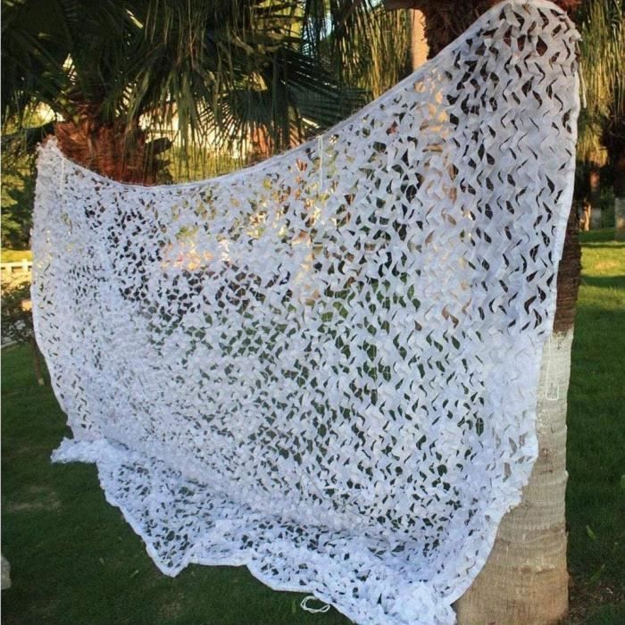 Filet de Camouflage - Voile d'ombrage rectangulaire - Blanc - 3x3m