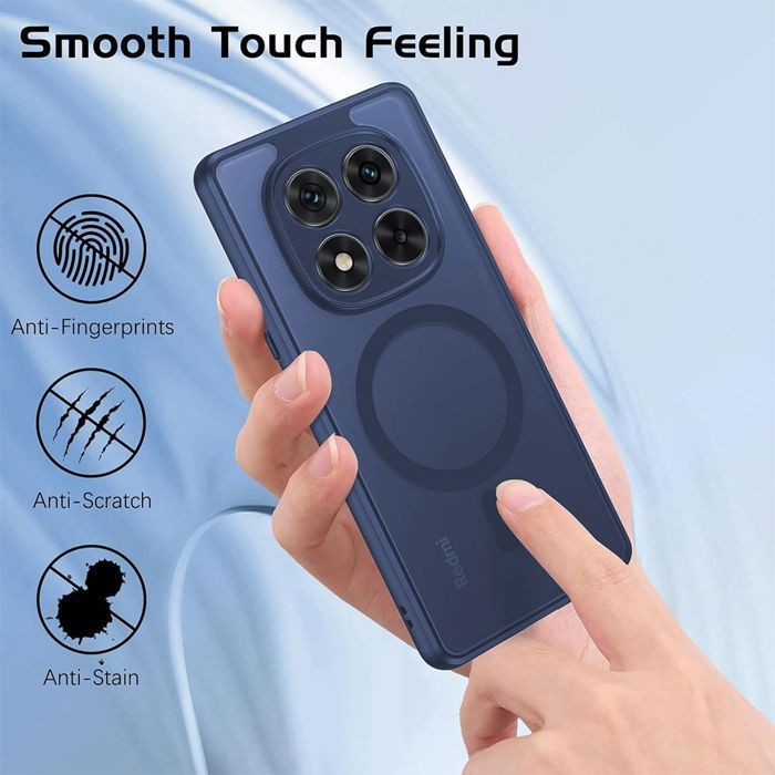 Coque pour Xiaomi Redmi Note 15 5G/4G - avec Anneau Magnétique et Vitre Caméra - Bleu Marine