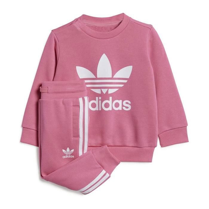 Sudadera rosa Adidas de cuello redondo para niña