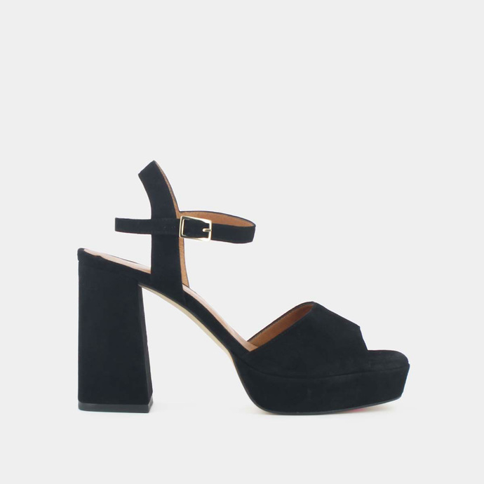 Sandales à talons hauts et bouts ouverts  en velours noir
