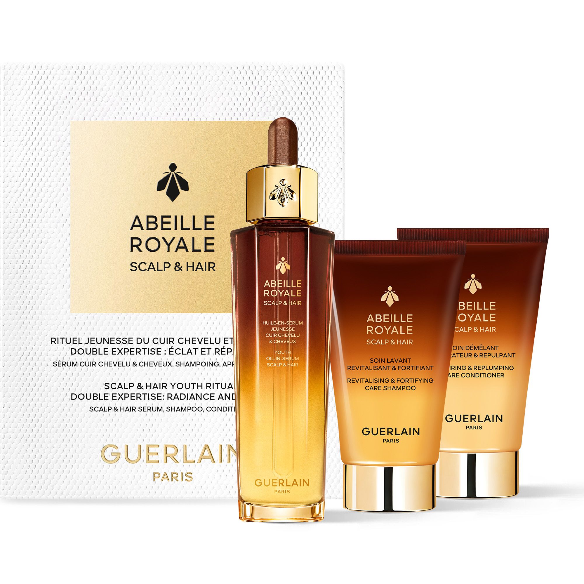 Abeille Royale galvas ādas un matu jaunības rituāls Matu eļļas un procedūras