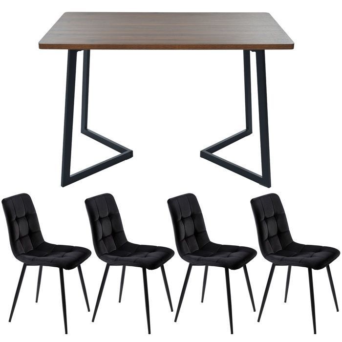 Juego de comedor de segunda generación con ambiente acogedor (juego de 5 piezas), mesa de comedor con 4 sillas, mesa de comedor moderna para cocina.
