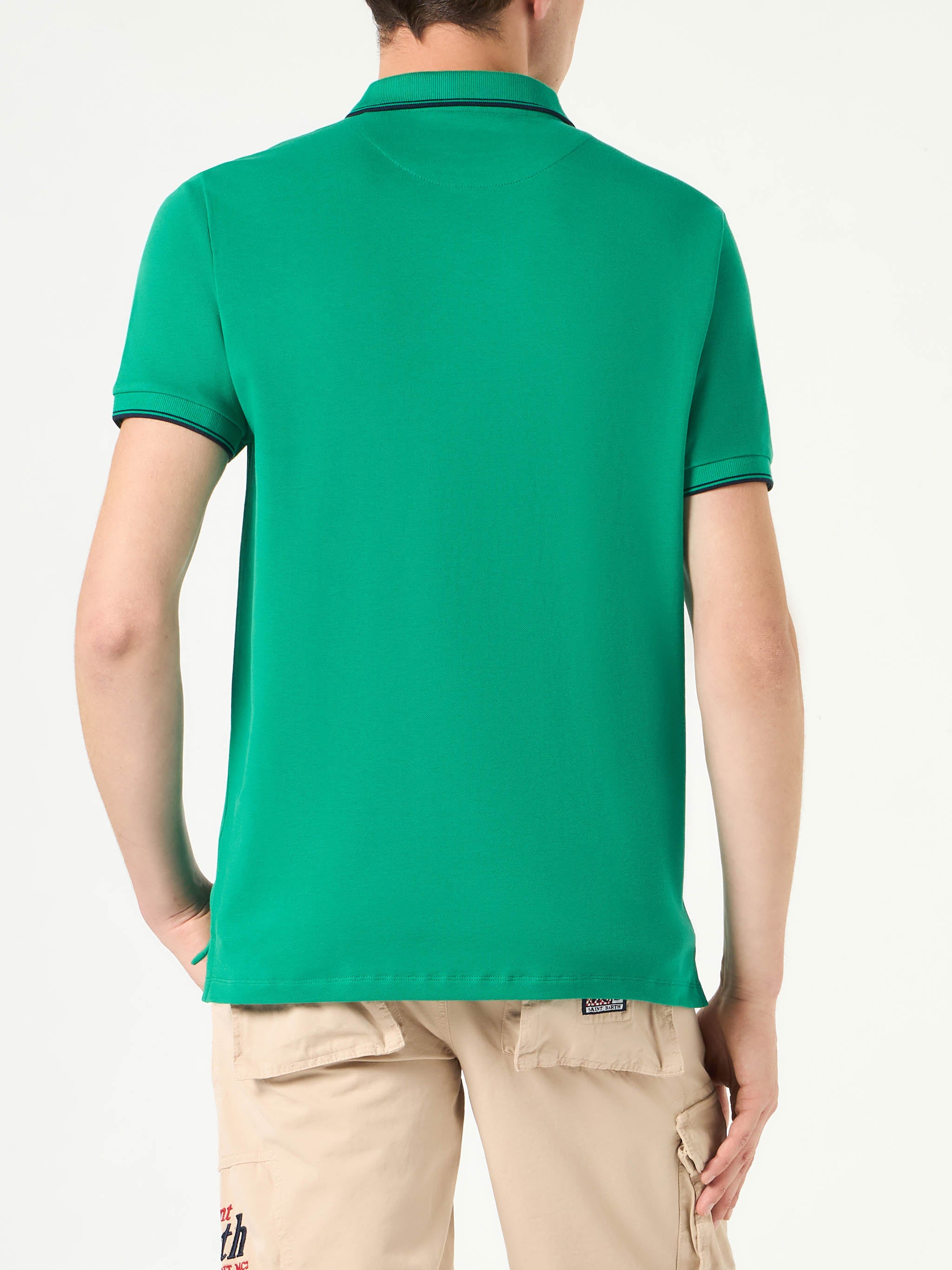 Groene piqué poloshirt met St. Barth-logo