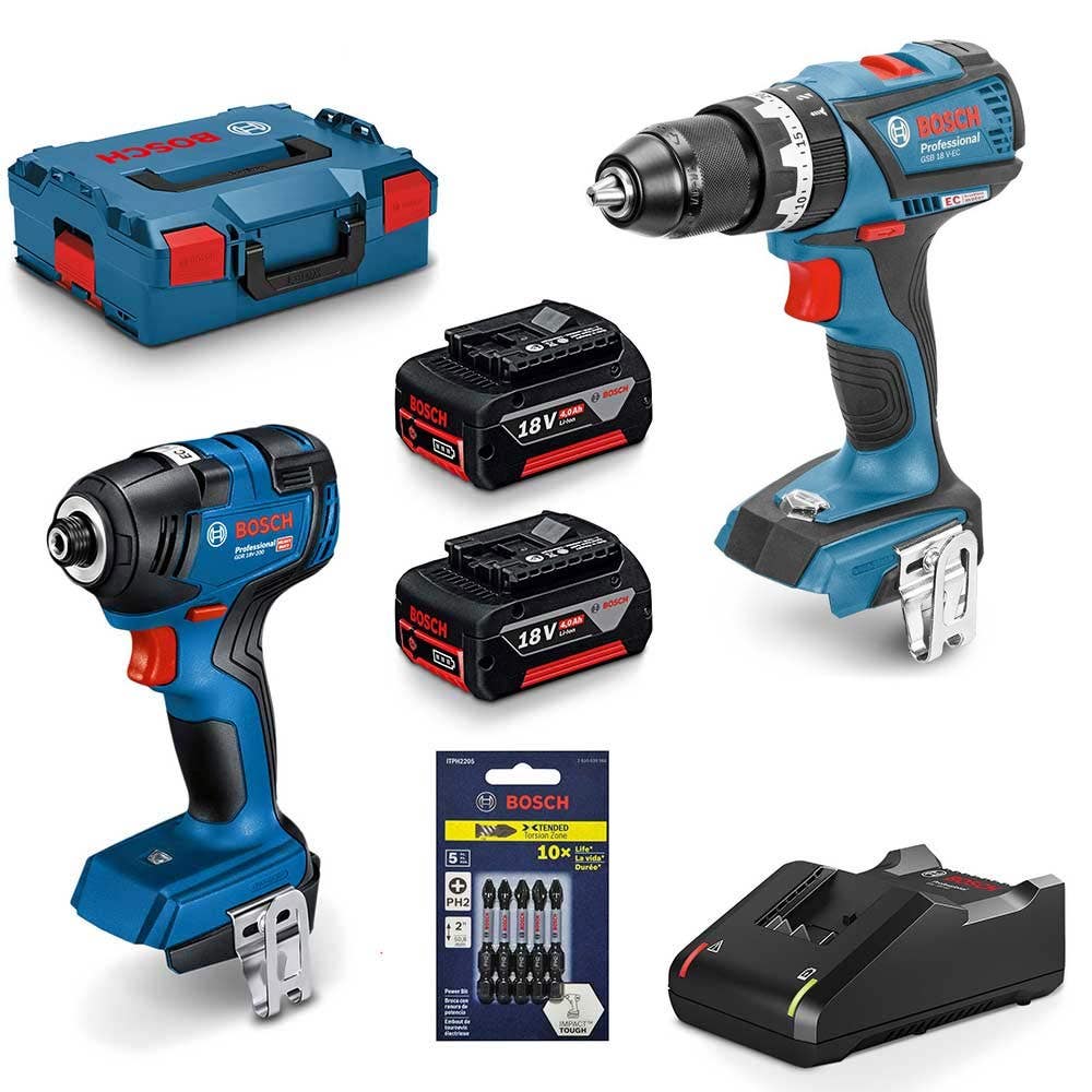 BOSCH 18 V:n harjaton akkupaketti, 2 kpl, 2 x 4,0 Ah, 0.615.990.M5A