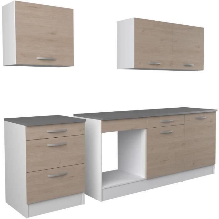 Cocina completa OSLO - 240 cm de ancho - Roble - Encimera incluida
