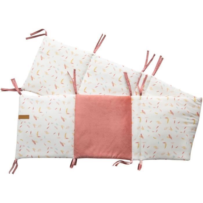 Protector de cuna ajustable - DOMIVA - Happy - Estampado de plumas de colores - 30x180 cm - Rojo