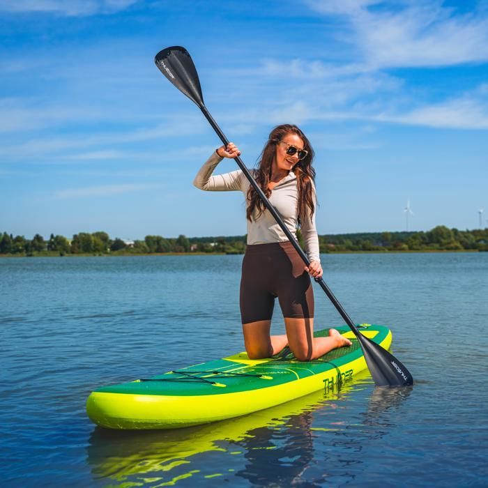 Tabla de paddle surf hinchable THUNDER® para travesías | Accesorios completos | 320 cm | PVC | Estilo CYBER | Verde