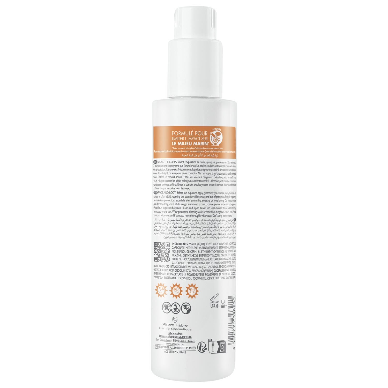 A-DERMA saules aizsargkrēms ar neredzamu SPF 50+ aizsardzību - 200 ml