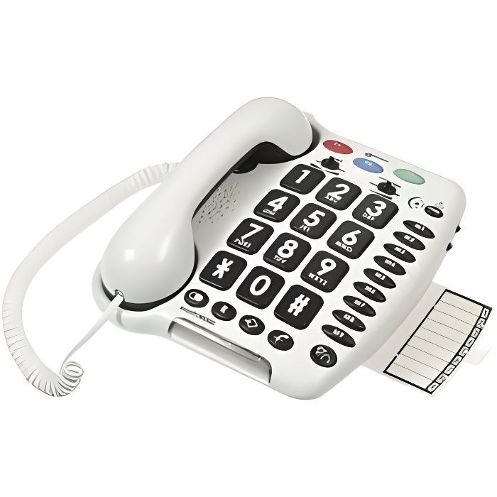 Teléfono con cable Geemarc AmpliPower 50 con amplificador de sonido para personas mayores - Blanco