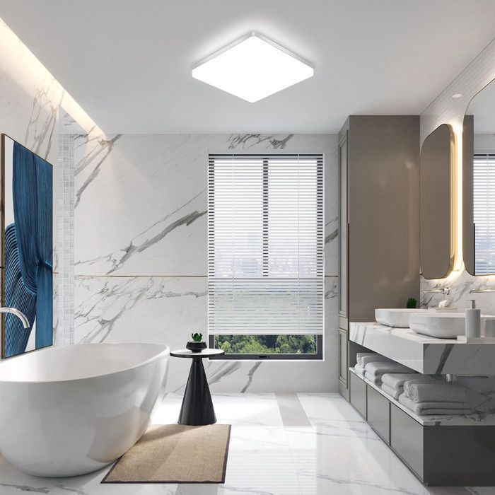 Lámpara de techo LED Dorlink de 48 W y 5400 lúmenes - Luz blanca de 6500 K - Cuadrada e impermeable para baño, sala de estar, cocina y dormitorio.