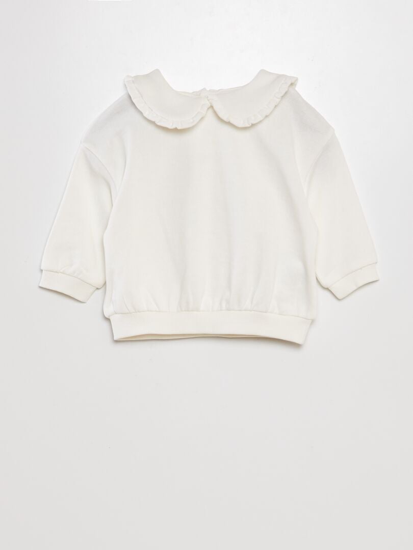 Moletom de algodão com gola claudine - BRANCO