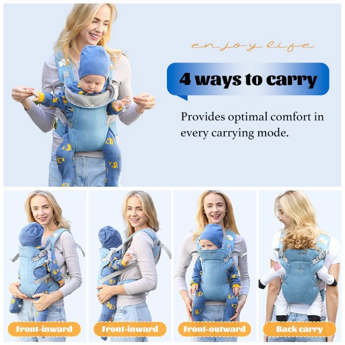 Portabebés ergonómico 4 en 1, convertible, cómodo, con correas acolchadas y ajustables.