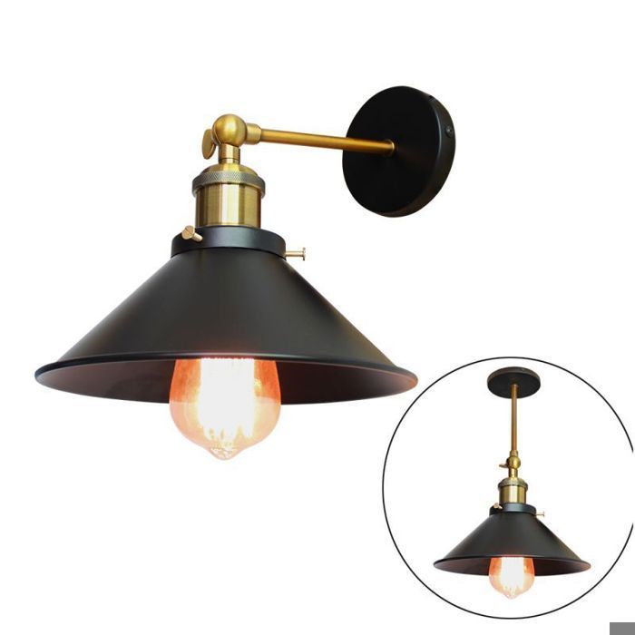 UNI Juego de 2 apliques de pared industriales con base E27, estilo retro loft, LED, para escaleras y baños.