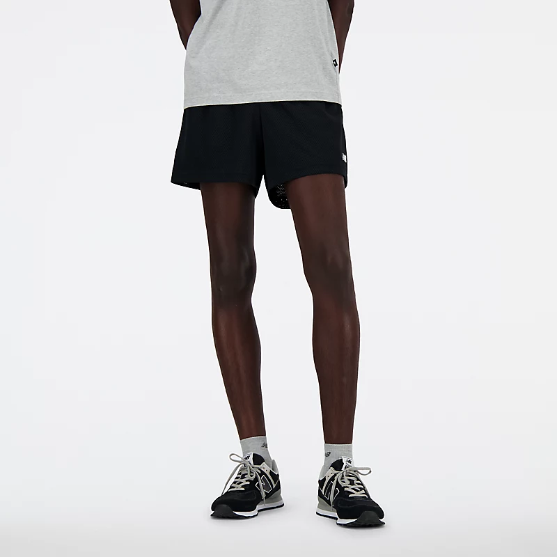 Męskie spodenki sportowe Essentials z siateczki 5 cali - CZARNE