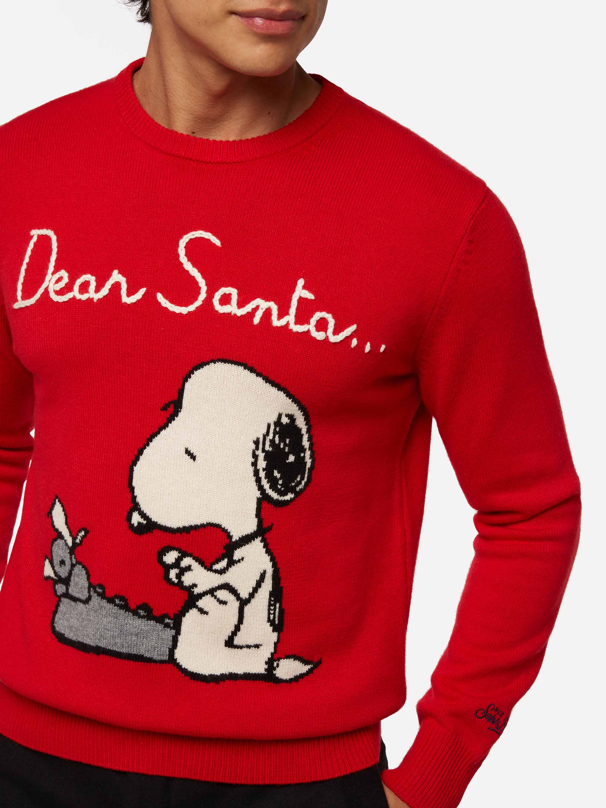 Heronrode trui met jacquard en Snoopy-borduurwerk | SNOOPY PEANUTS® SP