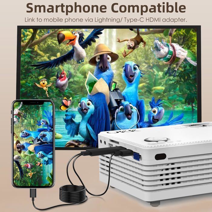Vidéoprojecteur 4K Pris En Charge, 15000L Natif 1080P 5G Wifi Bluetooth Avec Zoom 50%, Mini Projecteur Home Cinéma Projecteu[XV137]