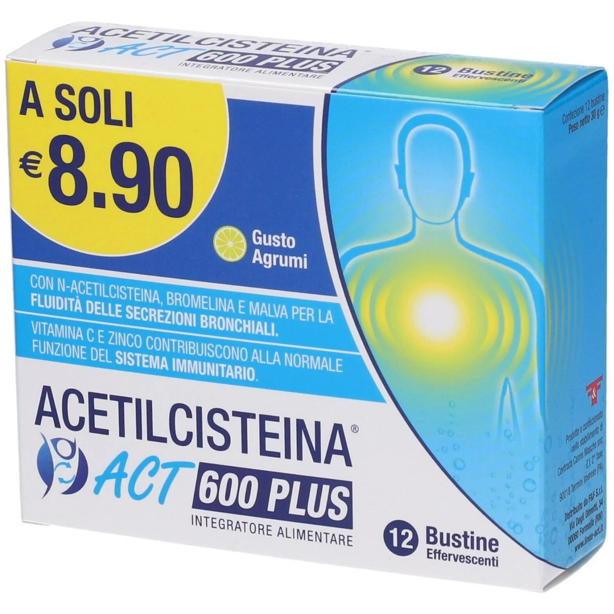 F&F Acetilcisteína Act 600 Plus 12Bust sin azúcar